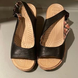 Crocs peep toe wedges